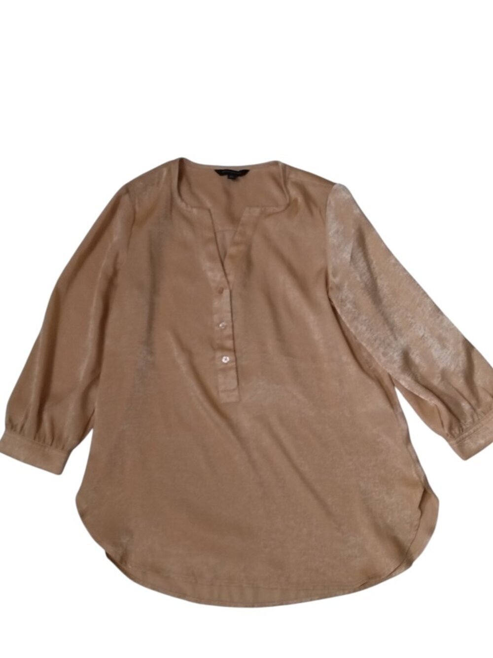 Banana Republic Tan Popover Blouse Top 3/4 Sleeve Size XS Office Neutral